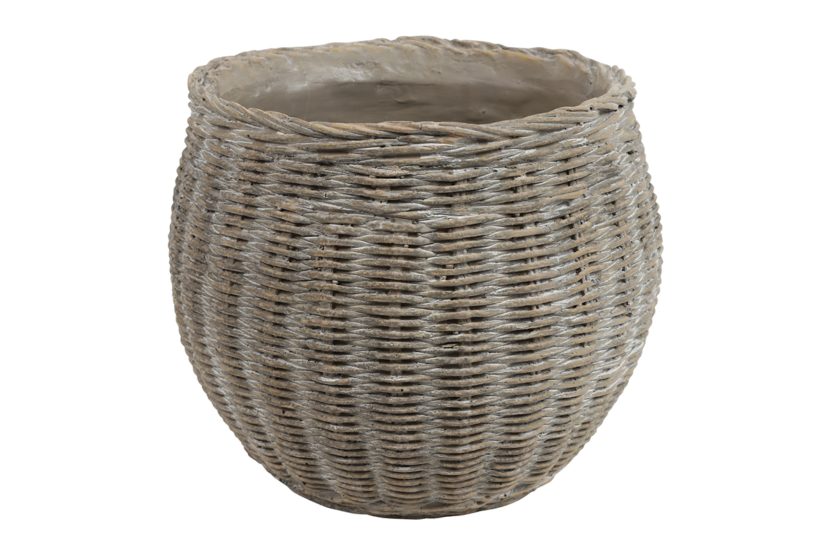 VASO CEM. FORMA CESTO D22 H17,50CM. NAT.