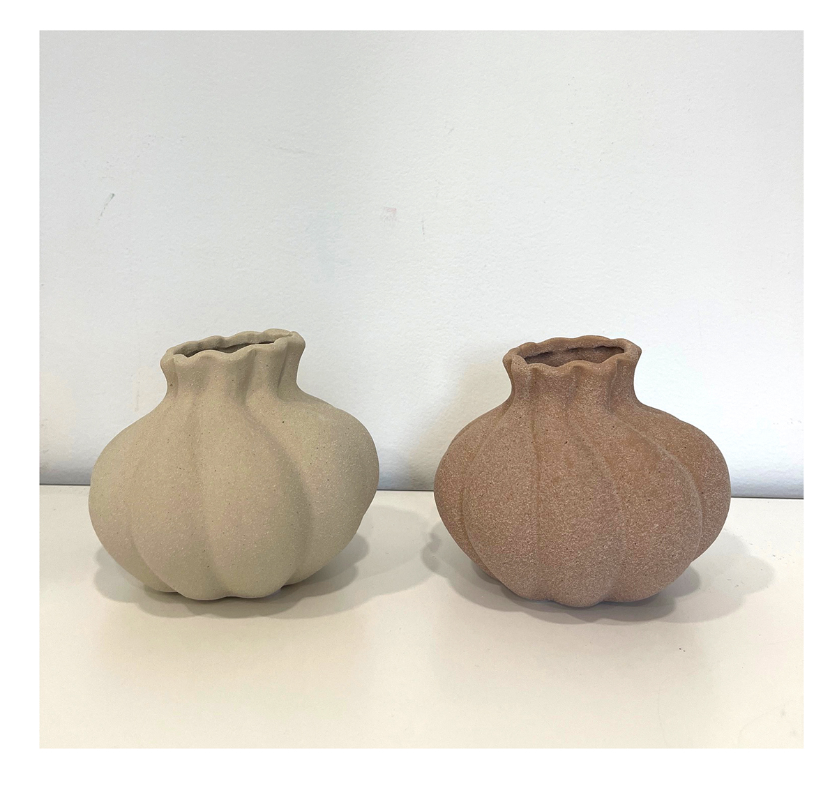 VASO TONDO SAND D12 H10CM. 2PZ. BEIGE E PINK