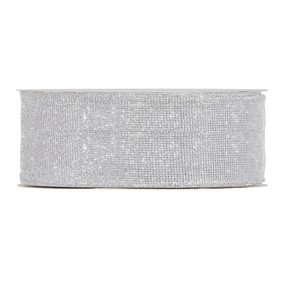 NASTRO GLITTER NET 63MM. 50MT. SILVER
