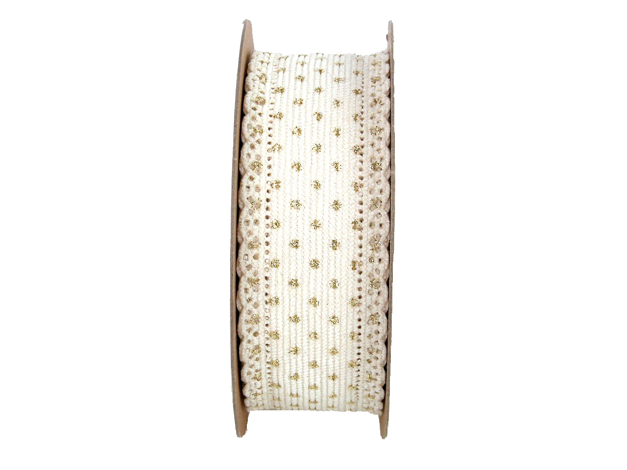 NASTRO PUNTO GLITTER 38MM. 10MT. CREMA