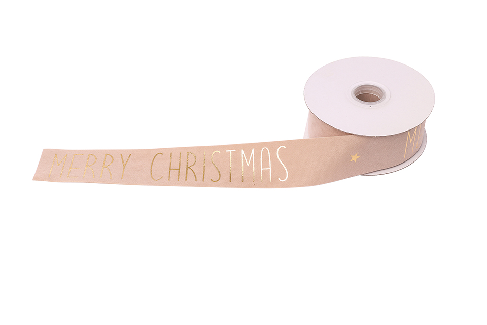 NASTRO MERRY XMAS 25MM. 10MT. BEIGE