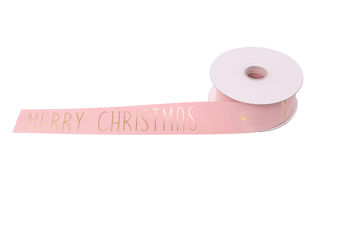 NASTRO MERRY XMAS 25MM. 10MT. ROSA CH.