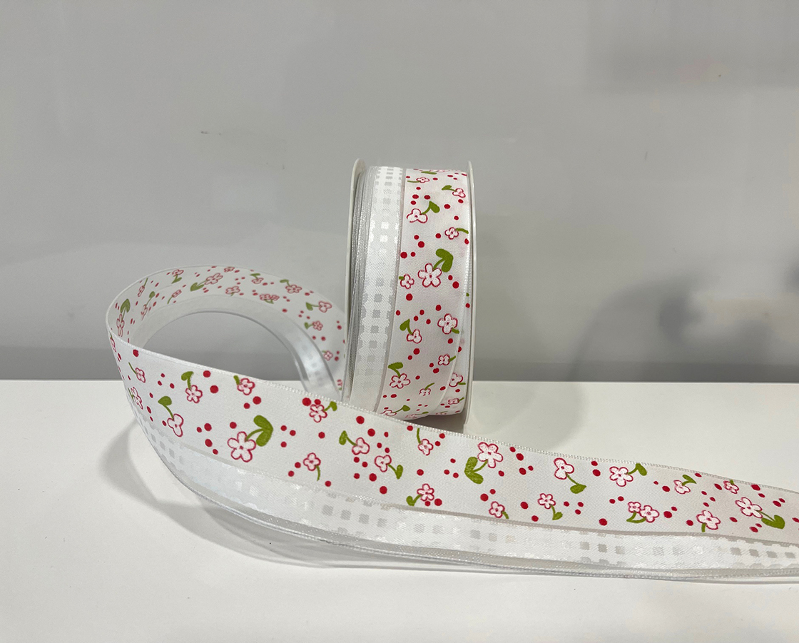 RIBBON MIX PATERN WIRED 40MM.20MT.WHITE