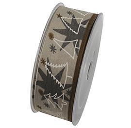 NASTRO X-MAS TREES W/WIRE 40MM.20MT. GREY/BR