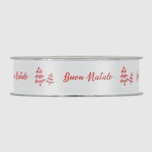 NASTRO BUON NATALE 25MM. 25MT. BIANCO