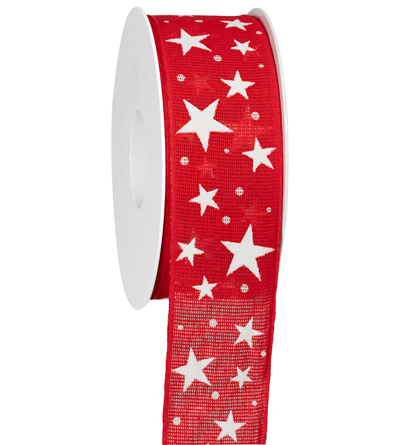 NASTRO STELLE DEL CIELO 40MM. 20MT. ROSSO