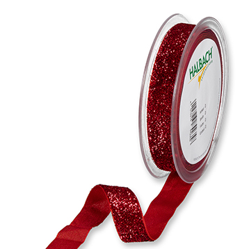 NASTRO GLITTER VELVET H18MM. X8MT. ROSSO