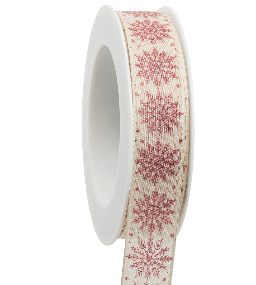 NASTRO FIOCCO NEVE ORO 25MM. 20MT. ROSA ANT.