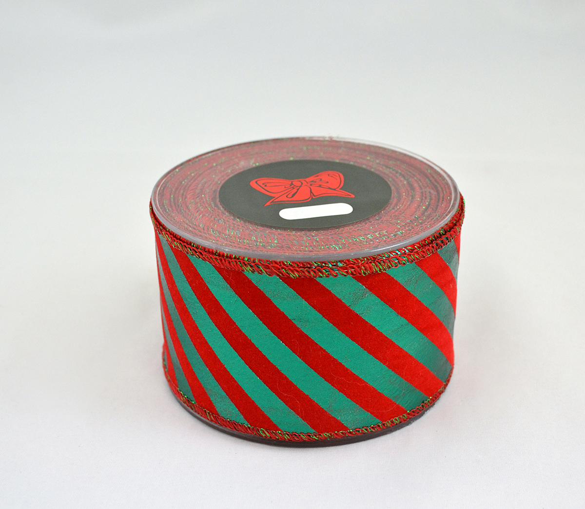 NASTRO VELVET RIGHE DIAGON. 4,3CM. X9MT. GREEN/RED