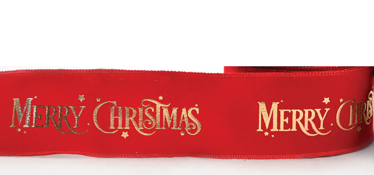 NASTRO LUXURY MERRY XMAS VELVET 6CM. X9MT. ROSSO