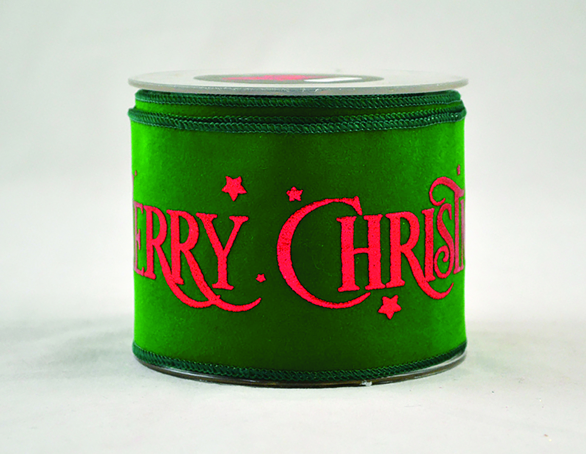 NASTRO LUXURY MERRY XMAS VELVET 6CM. X9MT. GREEN