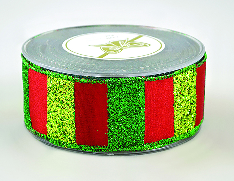 NASTRO GLITTER BAND 4,3CM. X9MT. RED GREEN