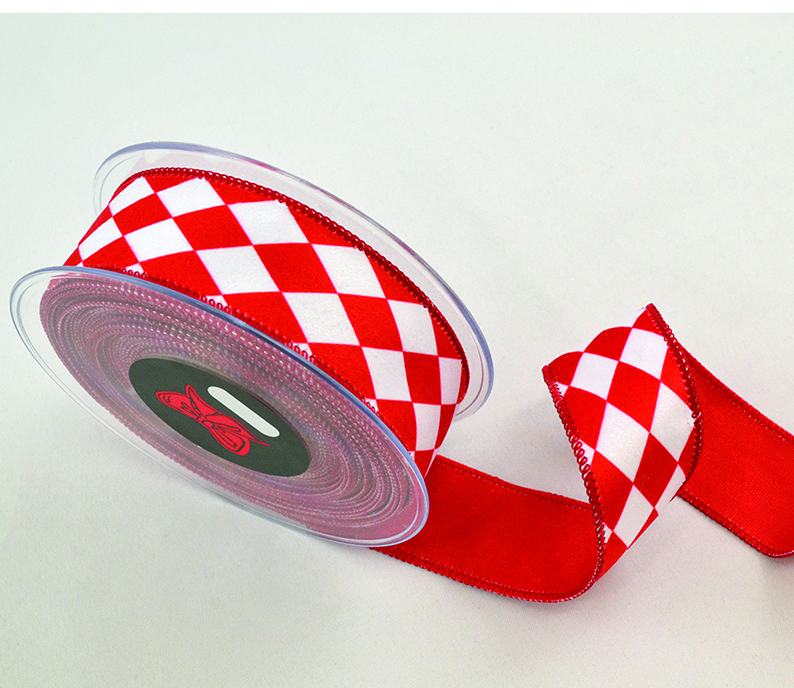 NASTRO VELVET ROMBI 4,3CM. X9MT. ROSSO