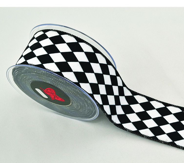NASTRO VELVET ROMBI 6,7CM. X9MT. NERO