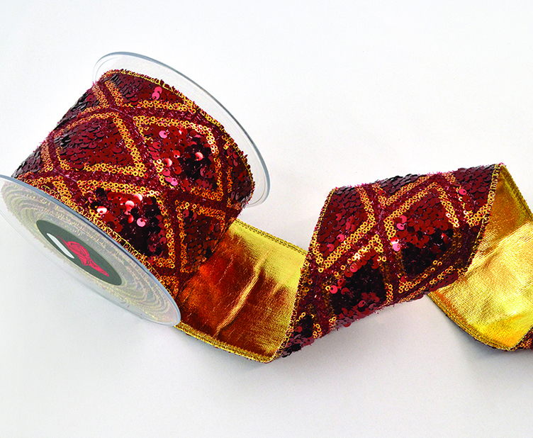 NASTRO JULIET PAILLET 10CM. 4,5MT. ROSSO/ORO