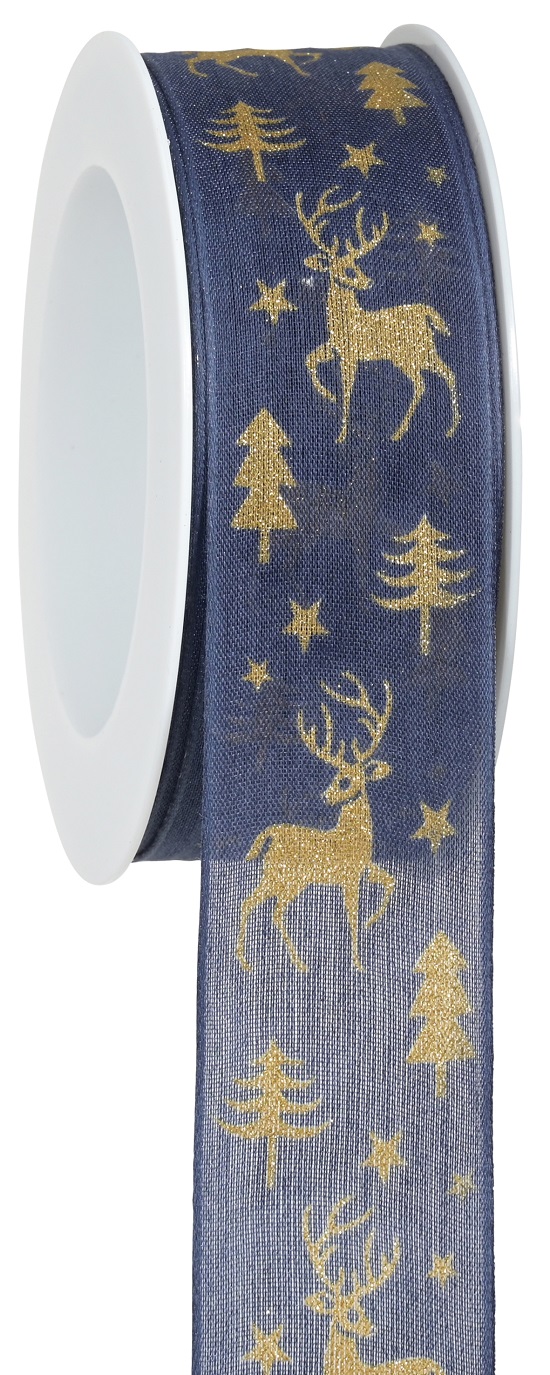 NASTRO WONDERLAND 40MM. 15MT. BLUE/GOLD