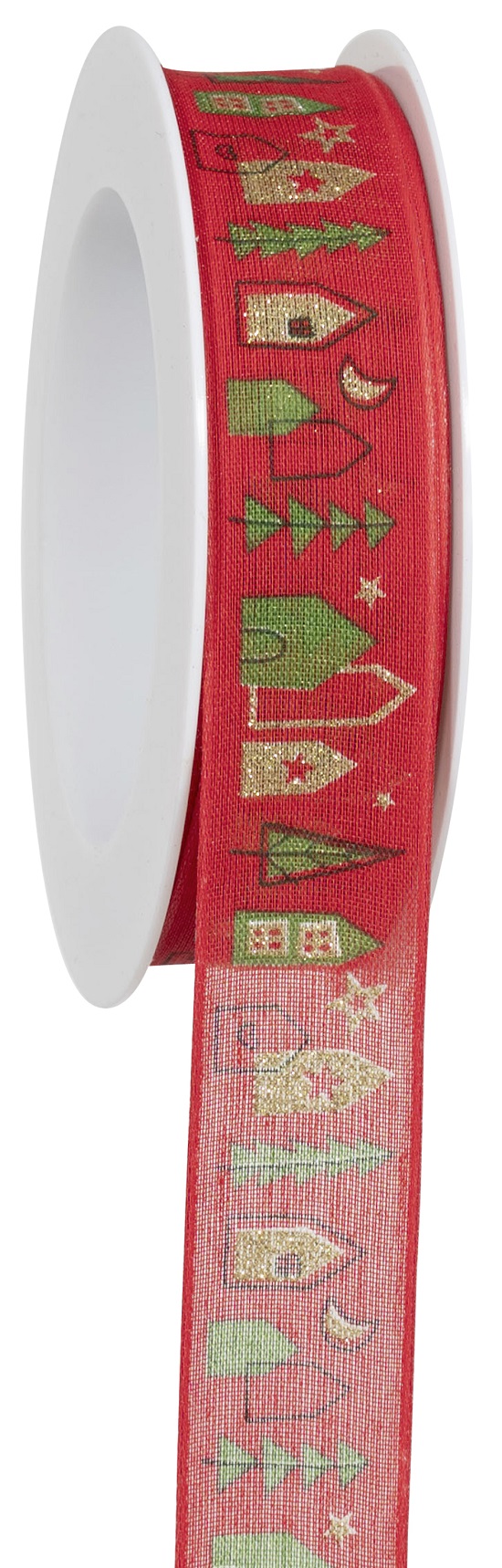 NASTRO CITTA' DI NATALE 25MM. 18MT. RED/GOLD