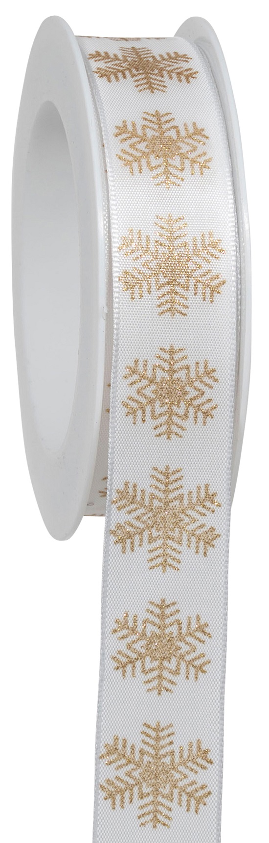 NASTRO FIOCCO DI NEVE 25MM. 18MT. WHITE/GOLD