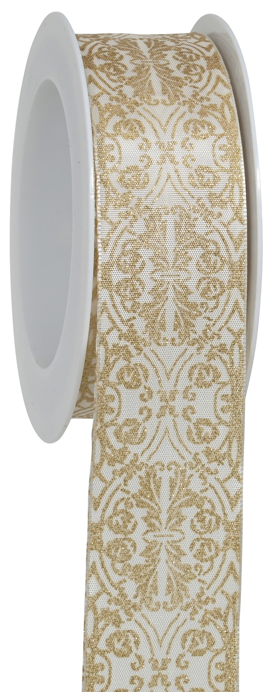 NASTRO ARABESCO 40MM. 15MT. CREAM/GOLD