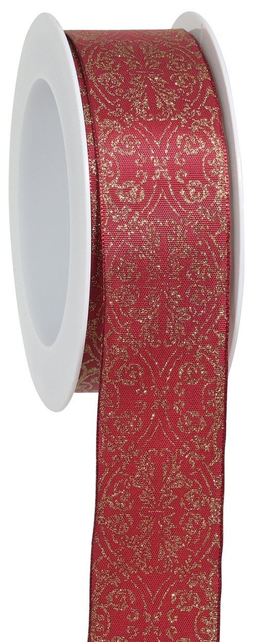 NASTRO ARABESCO 40MM. 15MT. CARDINAL/GOLD