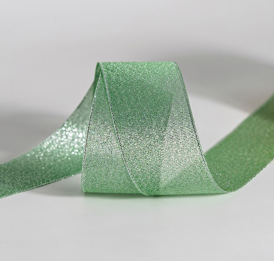 NASTRO BRILLANT 25MM. 50YD VERDE/ARGENTO