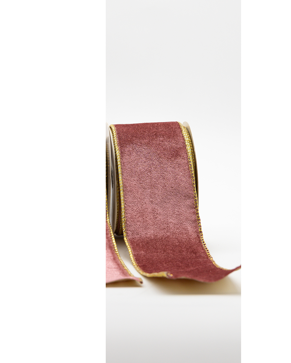 NASTRO GOLD VELVET 40MM. 50YD ROSA ANTICO
