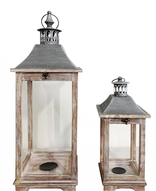 LANTERNE S/2PZ. C/VETRO GR.H67 25X25 P.H41 18X18