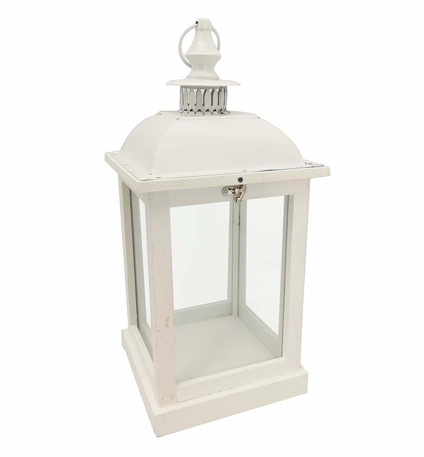 LANTERNA ANTIQUE H45 21X21CM. BIANCO