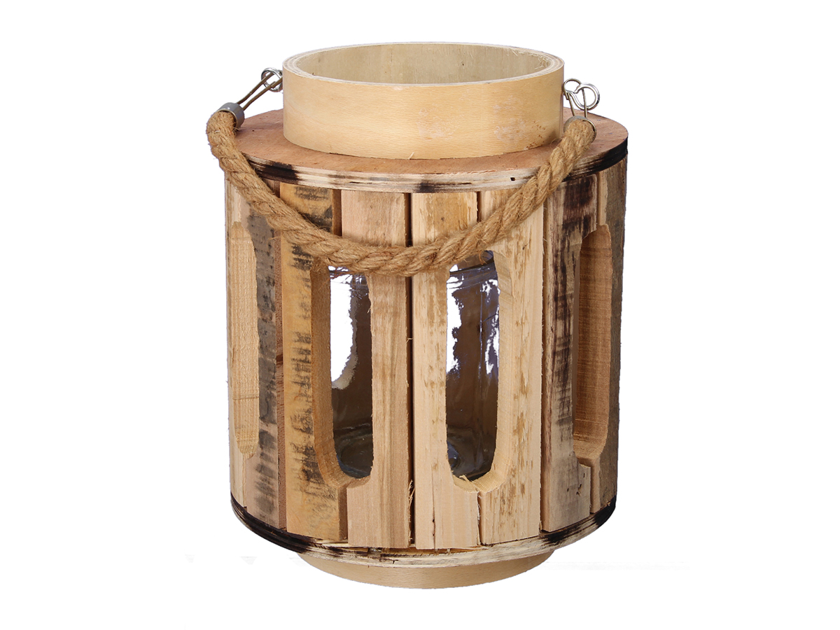 LANTERNA IN LEGNO D18 H22CM. NATURALE