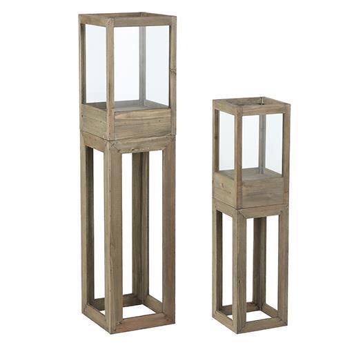 LANTERNA LEGNO WOLGA S/2PZ.H103-75 L19-24CM. NAT