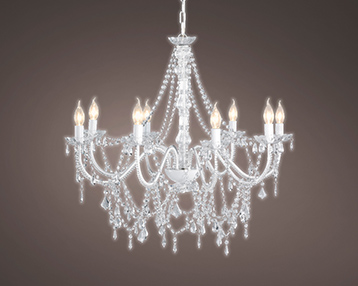 LAMPADARIO 8BRACCIA D80X75CM. BIANCO E CRIST.