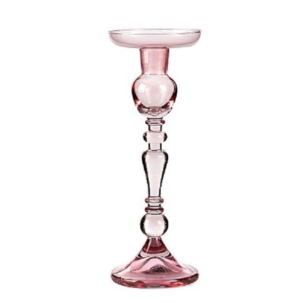 PORTACANDELA VETRO H24 D9CM. ROSA