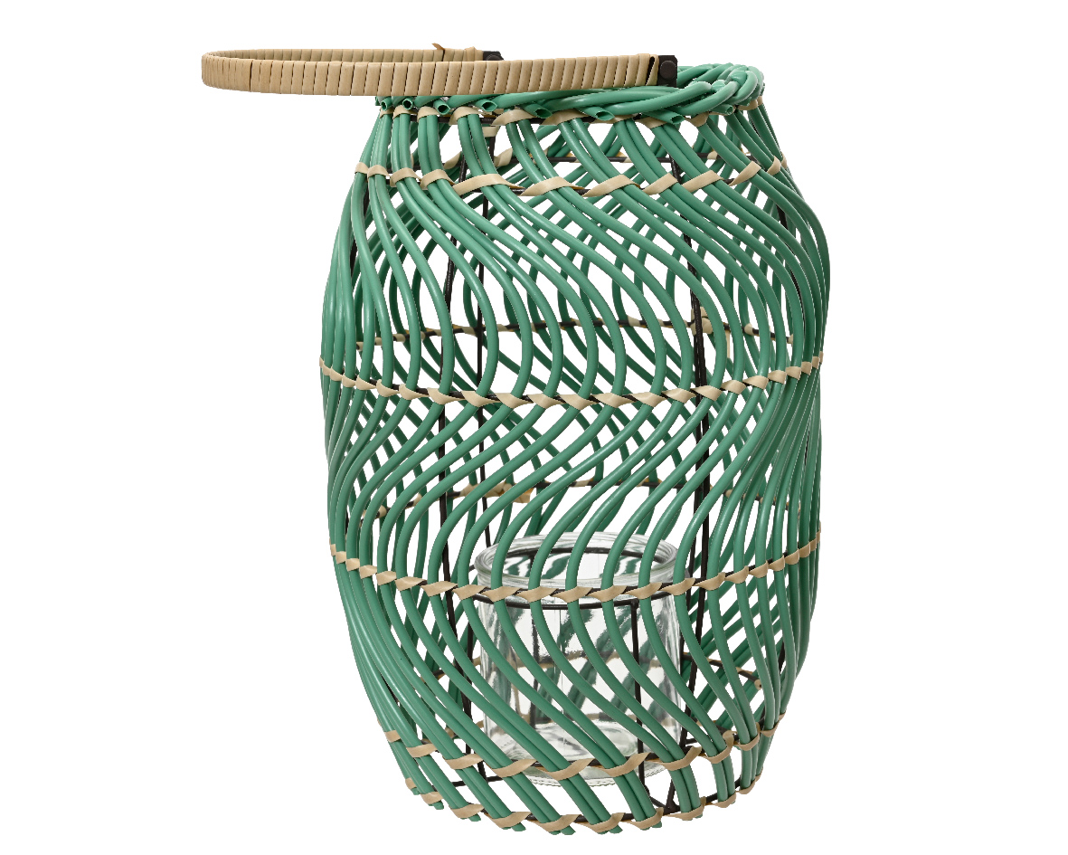 LANTERNA PLAST. FATTO A MANO D17 H33CM. VERDE