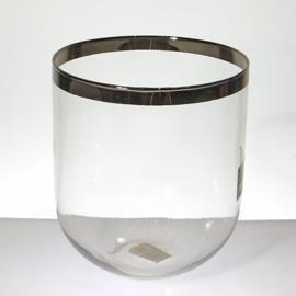 VASO VETRO H18CM. BORDO SILVER