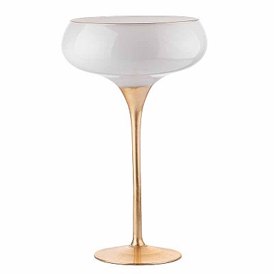 COPPA C/STELO LUNGO ORO D31 H70CM. BIANCO