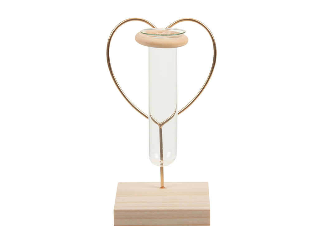 CUORE MET. PORTAFIALA C/BASE LEGNO H165CM.