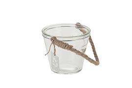 GLASS VASE H10 D11CM. W/IRON LABEL