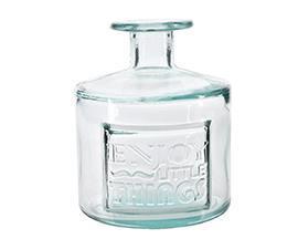 GLASS BOTTLE W/TEXT H12 D10CM.CLEAR