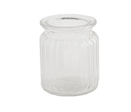 GLASS VASE RIBBED H105 D11CM. TRASP