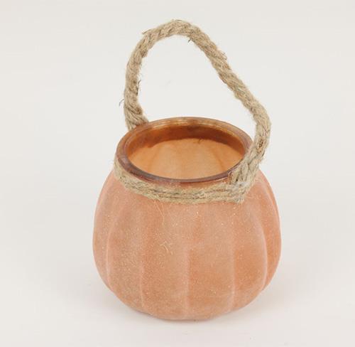 PORTACANDELA IN VETRO E CORDA H10 D11CM.