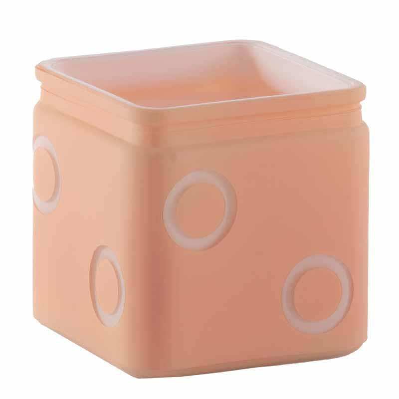 VASO QUADRATO C/POIS H10 L10CM. ALBICOCCA