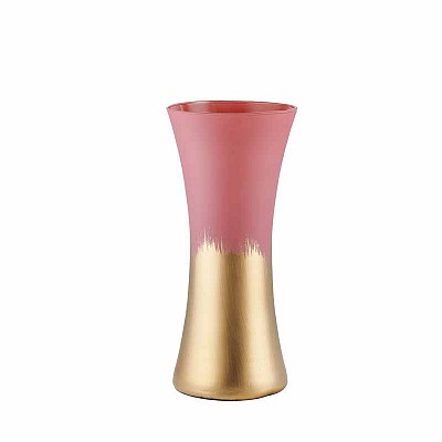 VASO PATTY D18 H37CM. ROSA POLVERE / ORO