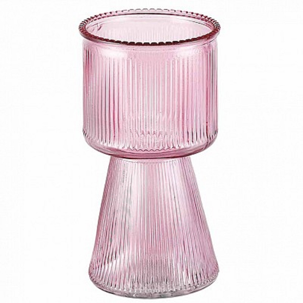 VASO STRIPED D10 H19CM. 2PZ. ROSA