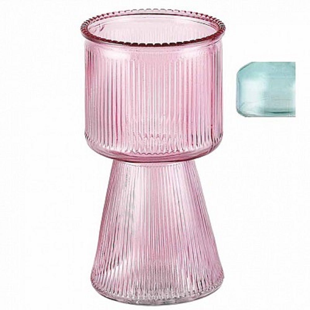 VASO STRIPED D10 H19CM. 2PZ. CELESTE