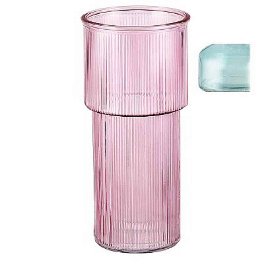 VASO STRIPED D11 H24CM. 2PZ. CELESTE