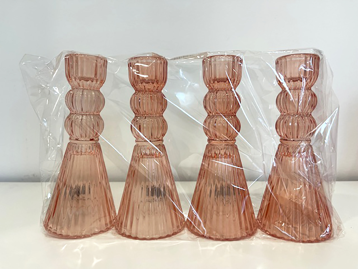 PORTACANDELA STELO RIGATO 4PZ. D65 H15CM. PESCA