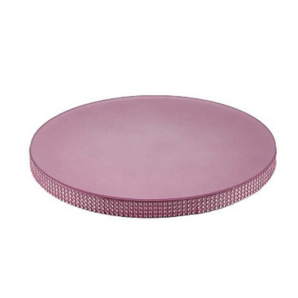 SPECCHIO TONDO BORDO STRASS D22,5 H1,9CM. ROSA
