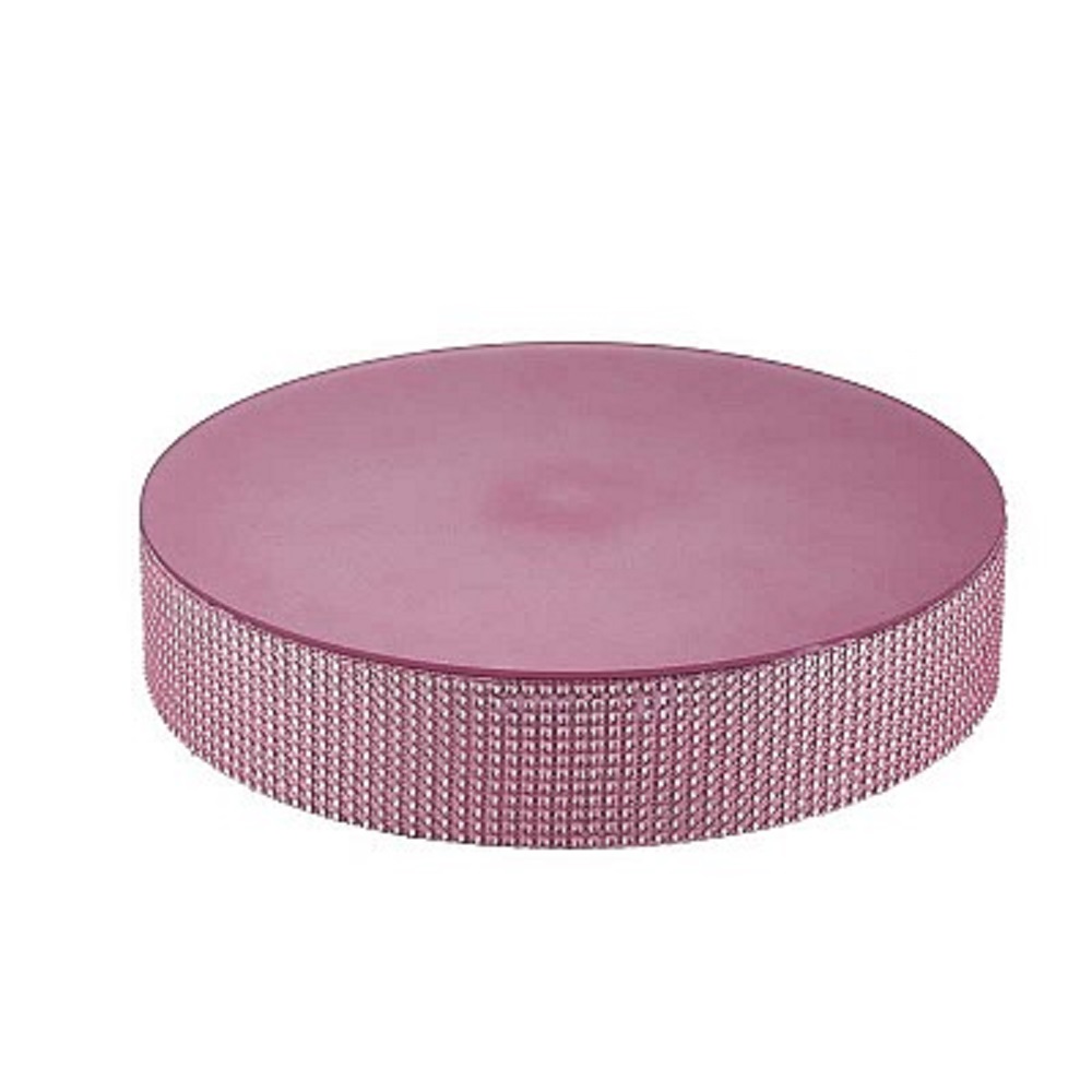 SPECCHIO TONDO BORDO STRASS D30 H6CM. ROSA