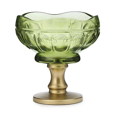 COPPA DALIA C/PIEDE DORATO D19 H20CM. VERDE
