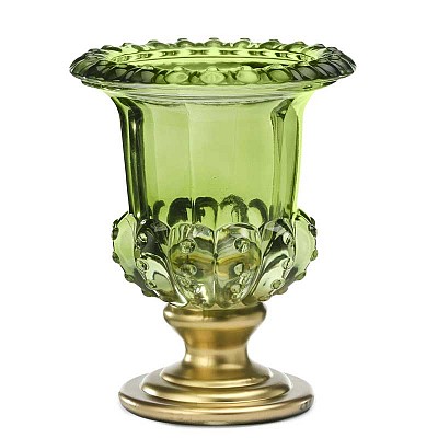 VASO DALIA C/PIEDE DORATO D16 H20,5CM. VERDE